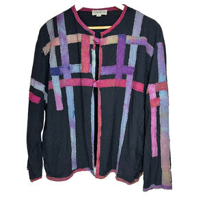 Vintage Art To Wear Handmade Dyed Modern Patchwork Jacket Unique Woman’s Large